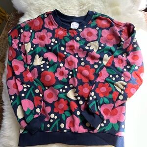 Hanna Andersson crew neck french terry sweatshirt barely worn floral SZ 130 US 8